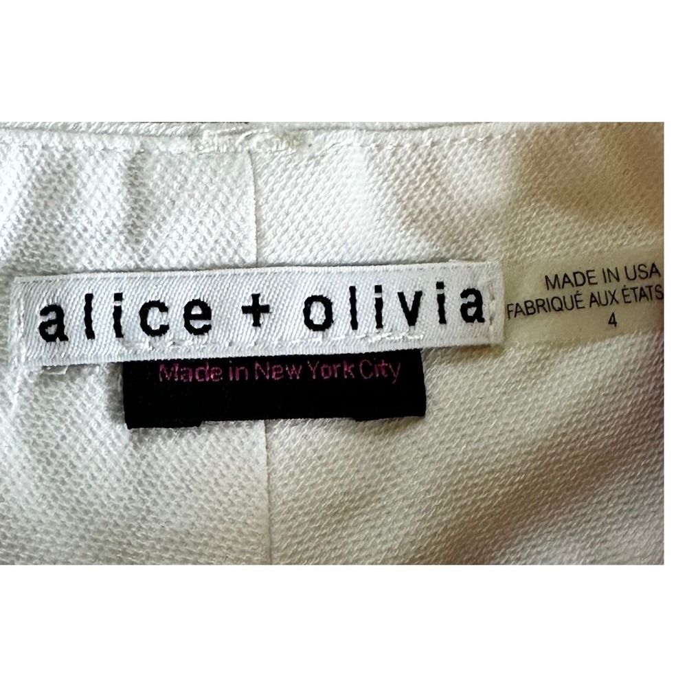 Alice + Olivia White Cotton Cuffed Mini Shorts Women's 4 - Picture 4 of 5